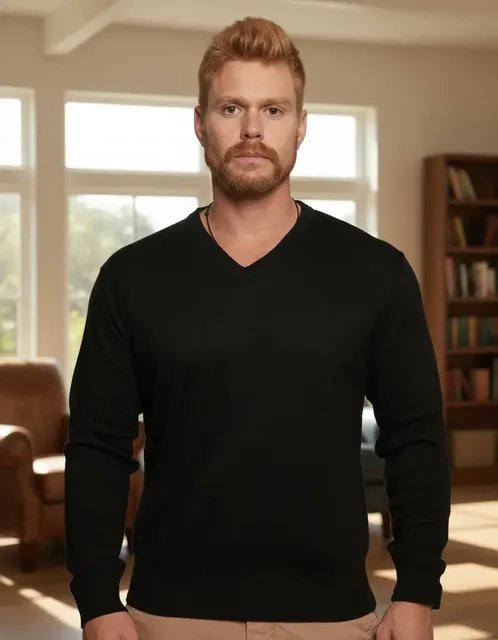 Suéter Masculino Inverno Blusa Gola V Social Casual Tricot