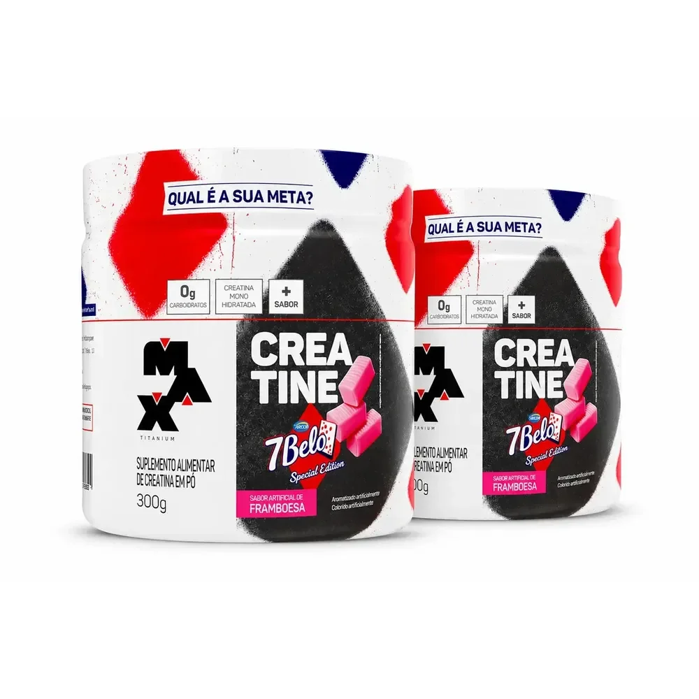 Creatina 7 Belo 300g Creatina Monohidratada Sabor Framboesa Kit 2 Força Energia Alta Performance Treino 7 Belo - Artificial Framboesa