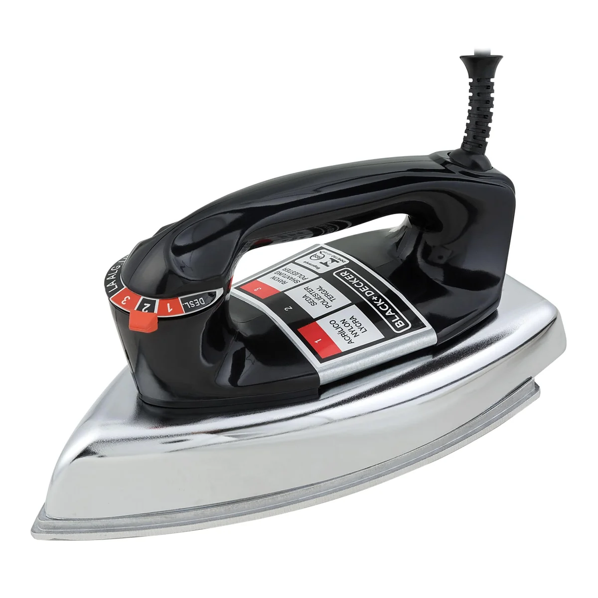 BLACK+DECKER Ferro de Passar Roupa a Seco, Metálico Preto, Modelo VFA1110XM6, 220V