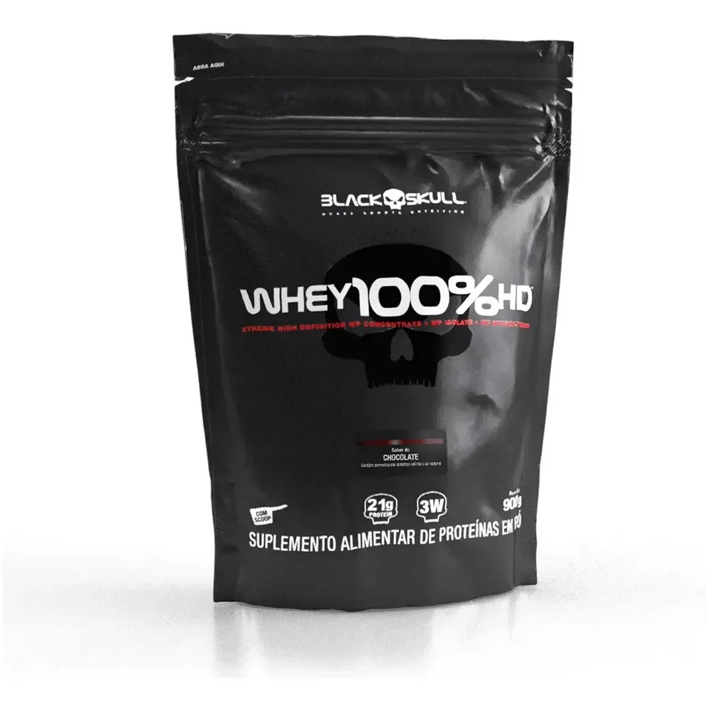 Whey 100% Hd Refil Black Skull - 900g (wpc, Wpi E Wph) Sabor Chocolate