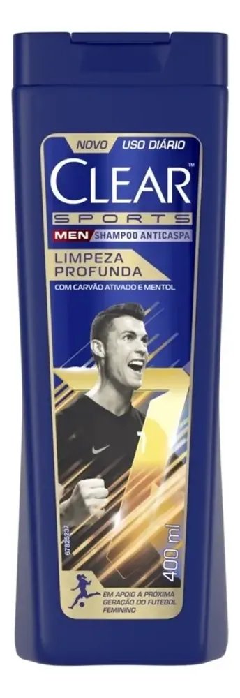 Shampoo Anticaspa Clear Men Sports Cristiano Ronaldo Limpeza Profunda 400 ml