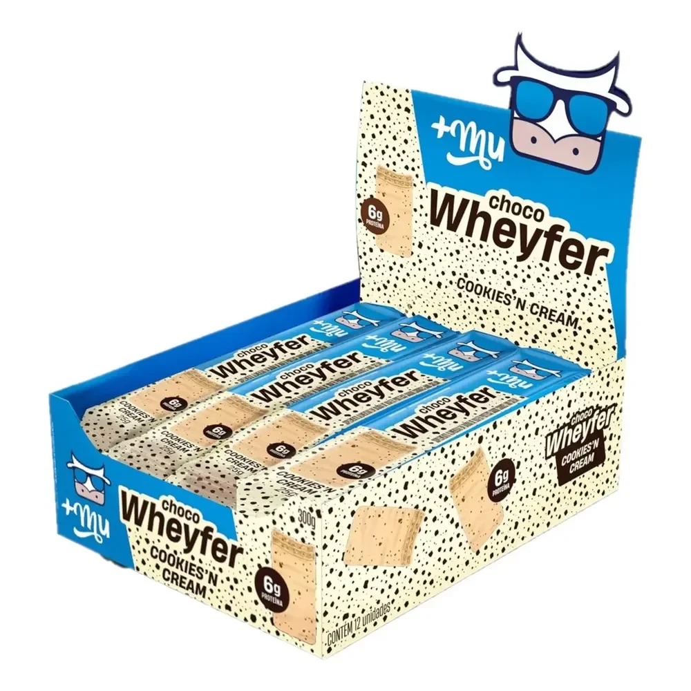 Snack Proteico Mais Mu Chocowheyfer Sabor Cookies 6g Proteína 12 Unidades Biscoitos