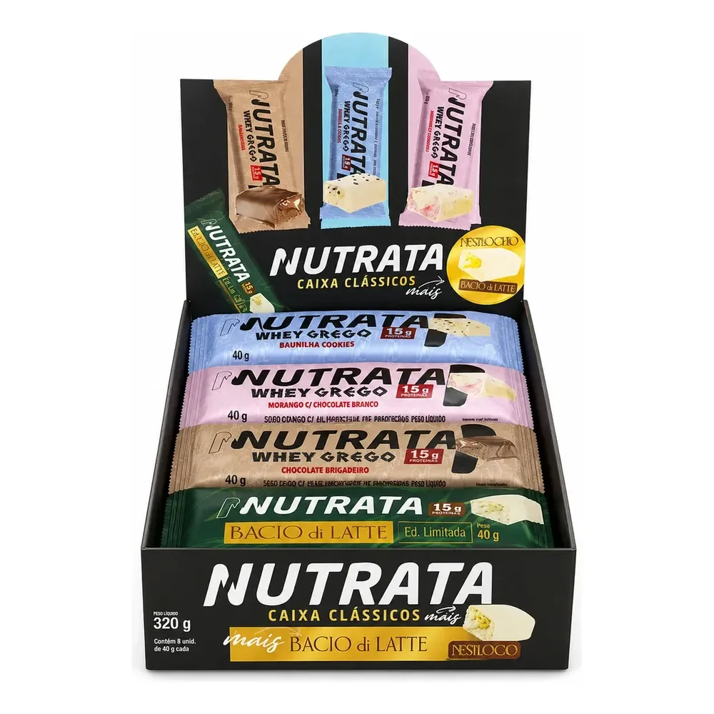 Barra Proteica Nutrata Bacio Caixa Mista 8un 320g Caixa Mista Bacio