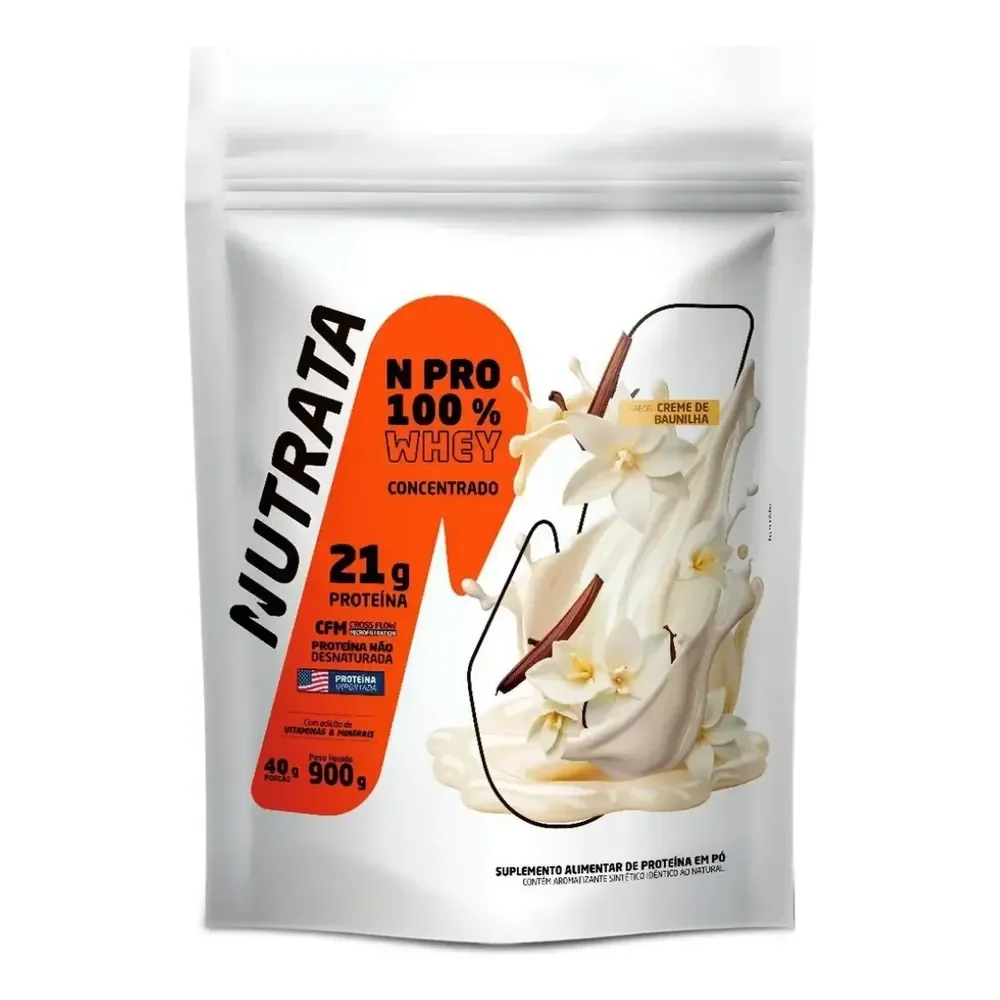 Whey Protein 100% Npro Refil 900g Sabor Baunilha Nutrata Baunilha