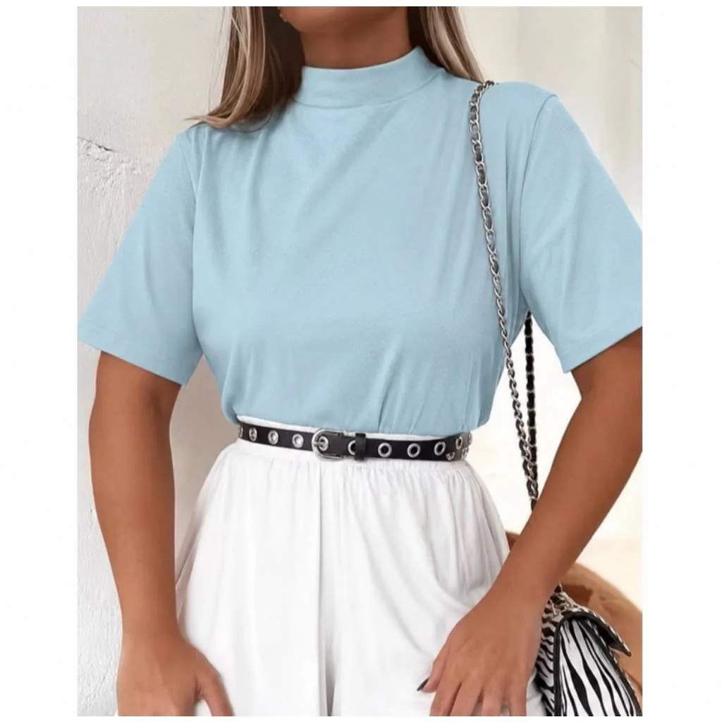 T-SHIRT MALHA GOLA ALTA