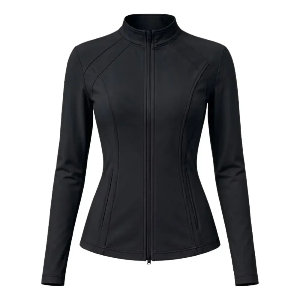 Jaqueta Academia Fitness Pilates Feminina Blusa Manga Longa Preto G