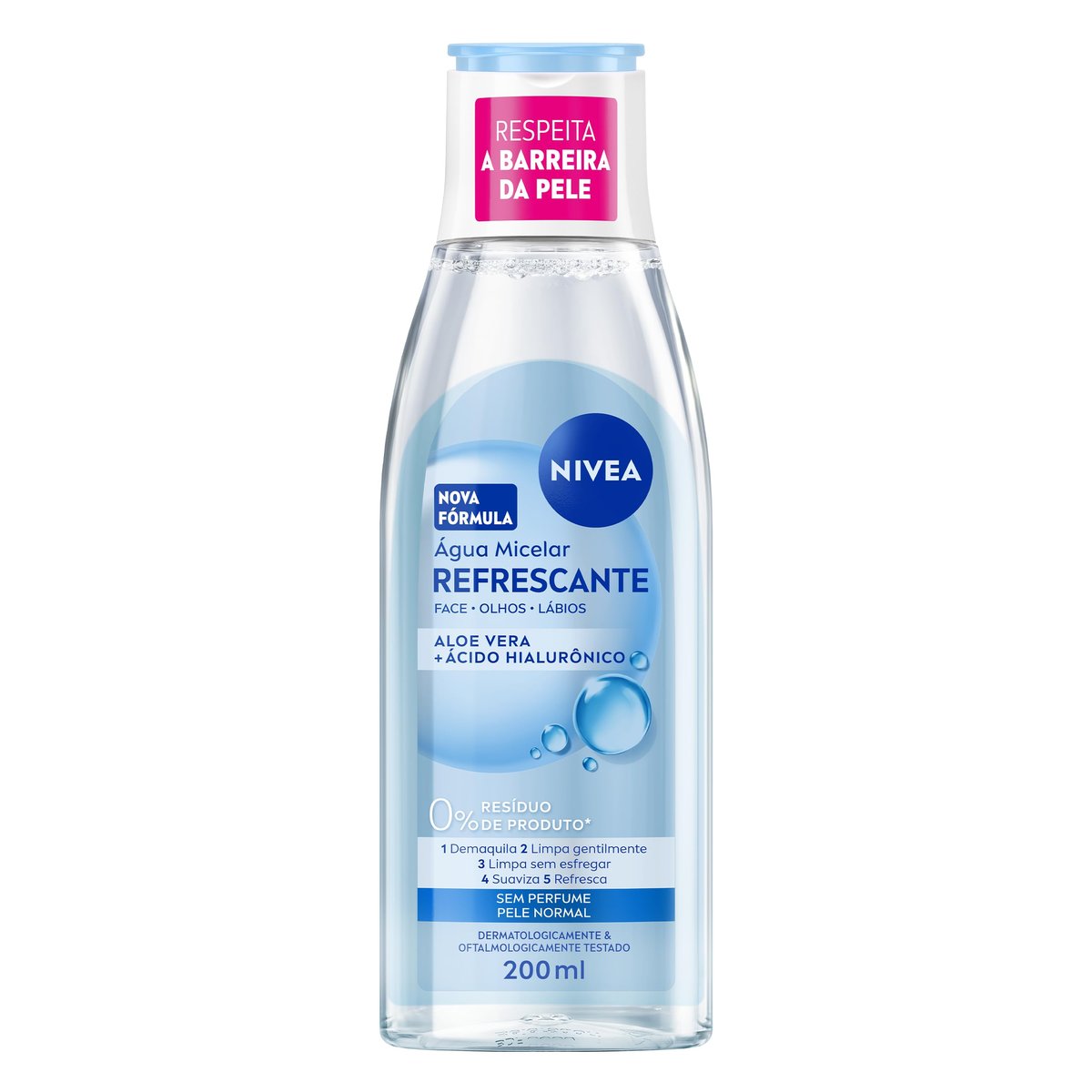 NIVEA Água Micelar Solução de Limpeza 7 em 1 Refrescante 200ml, Demaquila, Limpa Profundamente, Purifica, Hidrata, Cuidado Facial