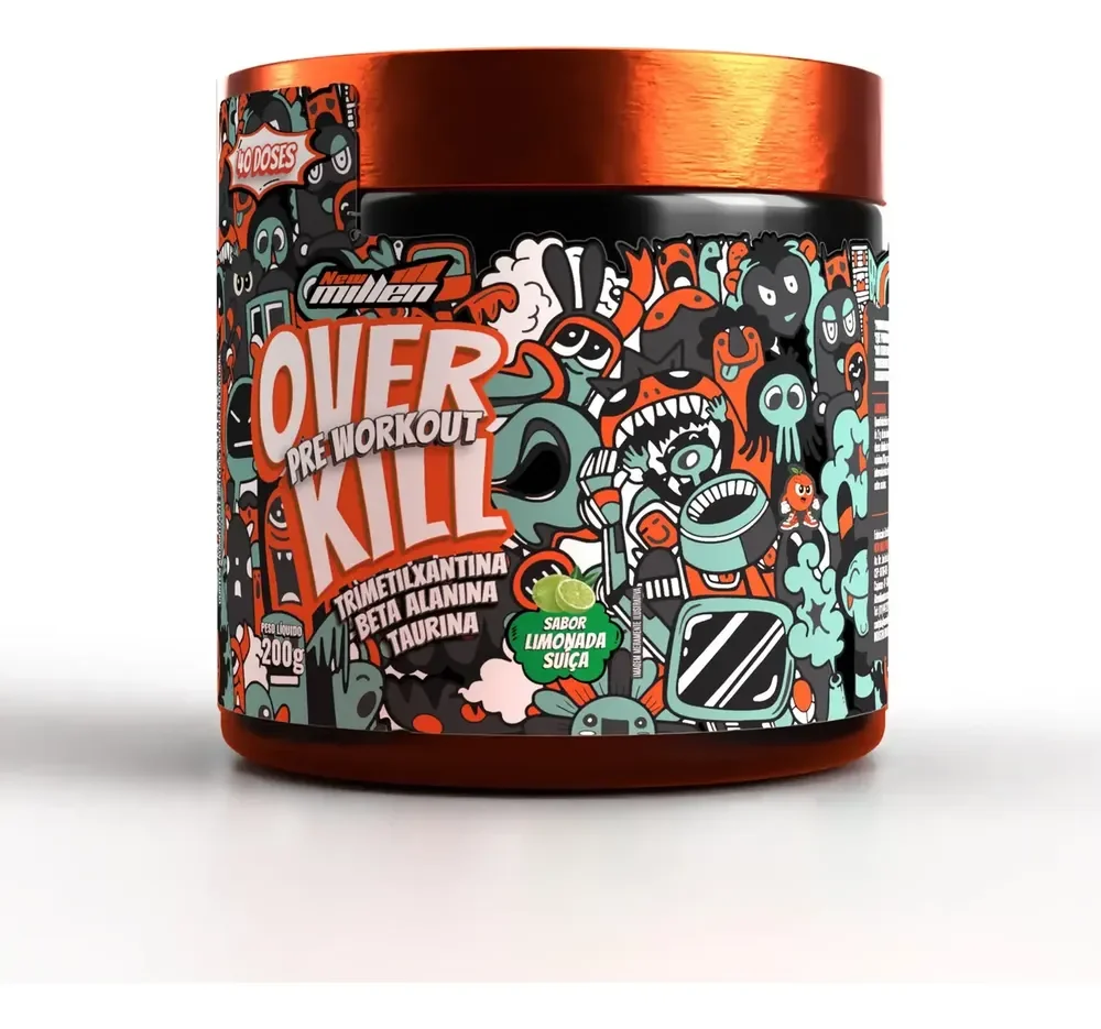 Suplemento Pré Treino Overkill 200g New Millen Sabor Limonad Limonada Suíça
