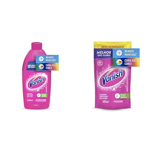 Kit Vanish Multiuso Tira Manchas Líquido para Roupas Coloridas 500ml + Refil 500ml