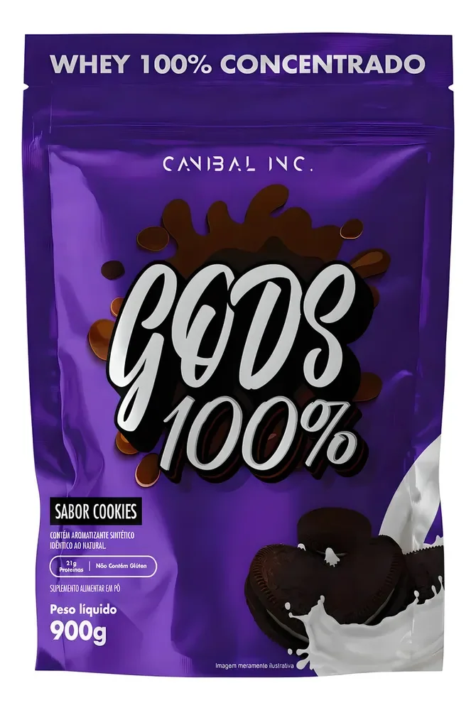 Whey Protein Concentrado Canibal Inc. Cookies 900g Refil Gods Whey