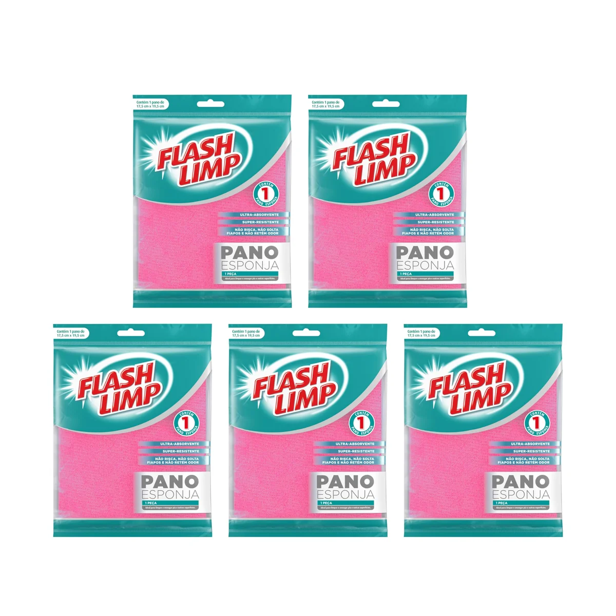 Flash Limp - Pano Esponja 5 peças
