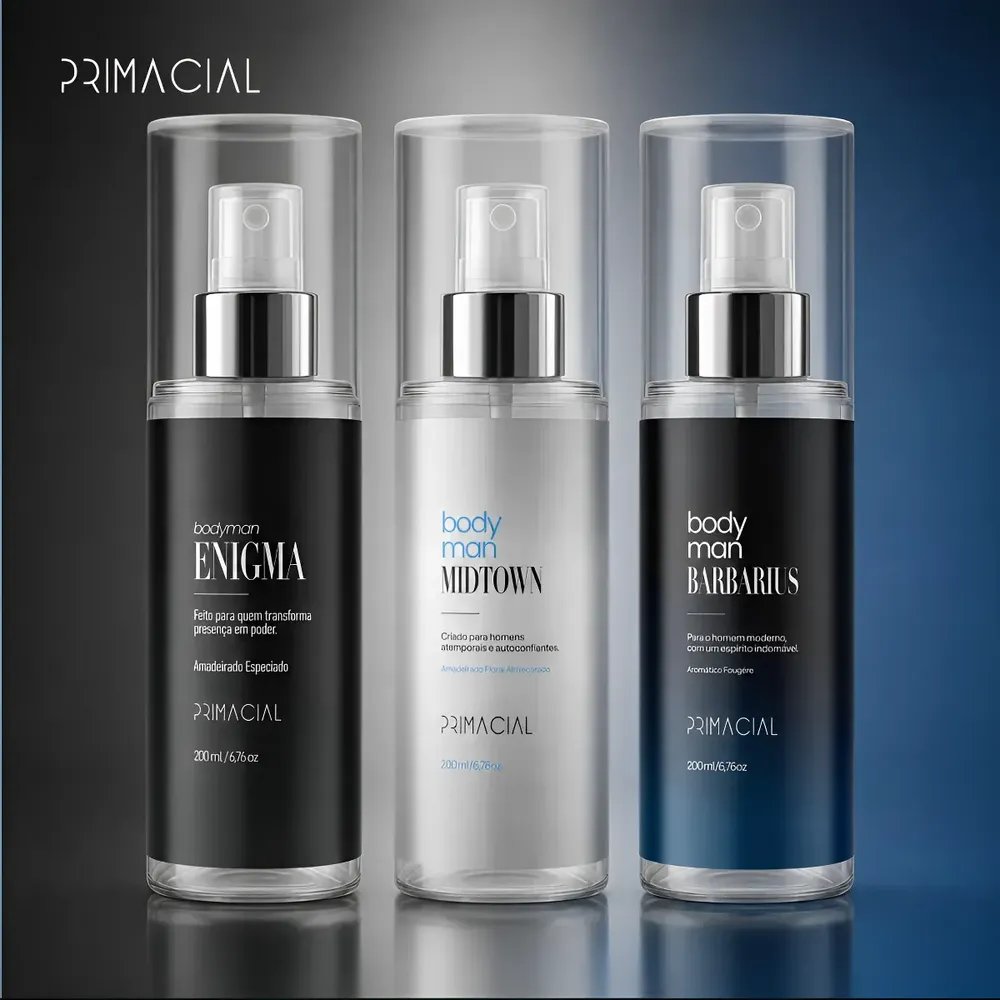Kit Body Splash Masculino Barbarius + Enigma + Midtown 200ml