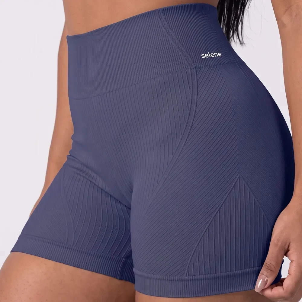 Short Academia Feminino Poliamida Selene Zero Transparência Azul Índigo Short Fitness Short Esportivo Short Legging Short Selene Short Poliamida Shortinho M Short Zero Transparência