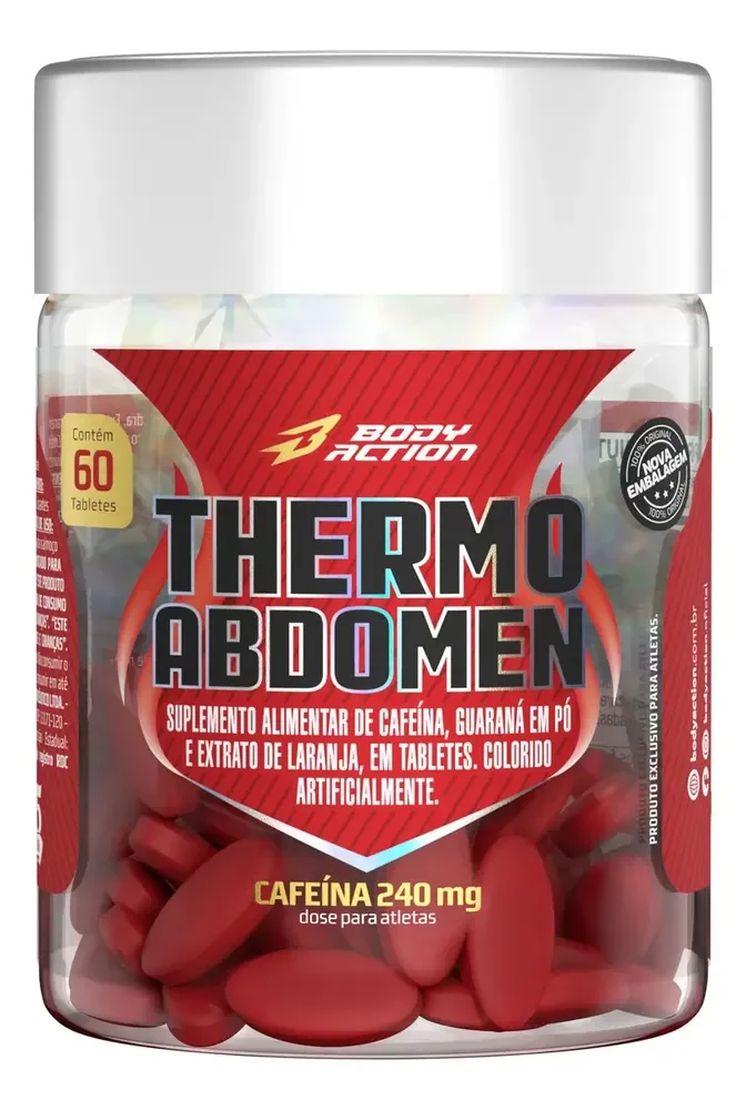 Suplemento Bodyaction Thermo Abdomen Cafeína 240mg em pote 60 comprimidos