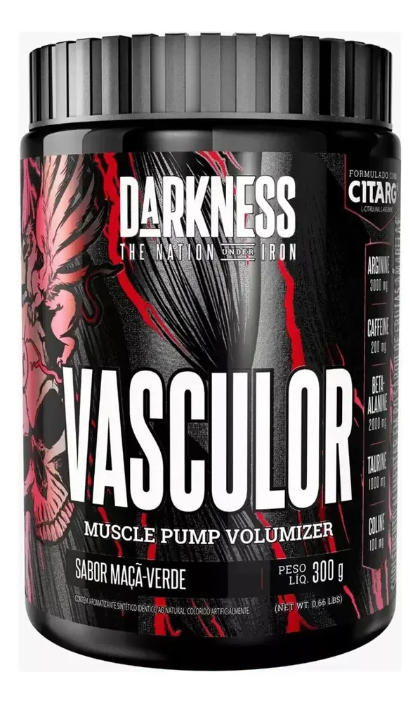 Suplemento Pó Darkness Nutricional/esportivo Pré Treino Beta-alanina Vasculor Muscle Pump Volumizer 300g Maçã Verde