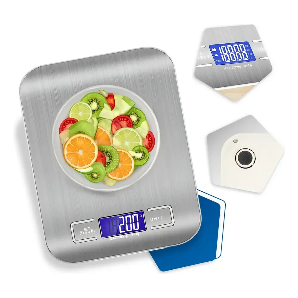 Balança Digital Cozinha Fitness Inox 10kg Alimentos Visor Grande Alta Precisão Pesar Dieta Portátil Profissional E... 10 Kg