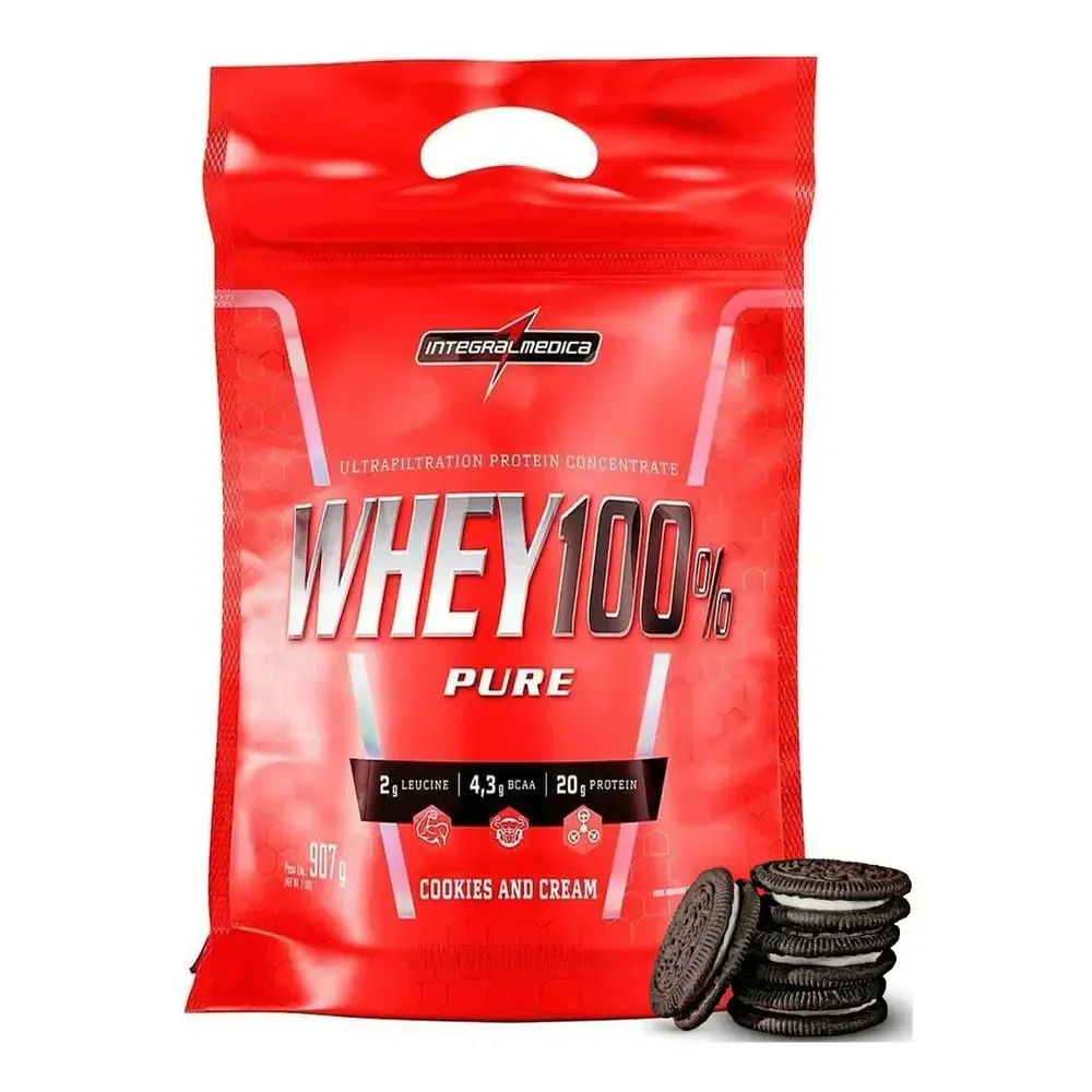 Sachet Whey 2w Integralmédica Isolado E Concentrado 100% 907g Sabor Cookies Em Po Biscoitos