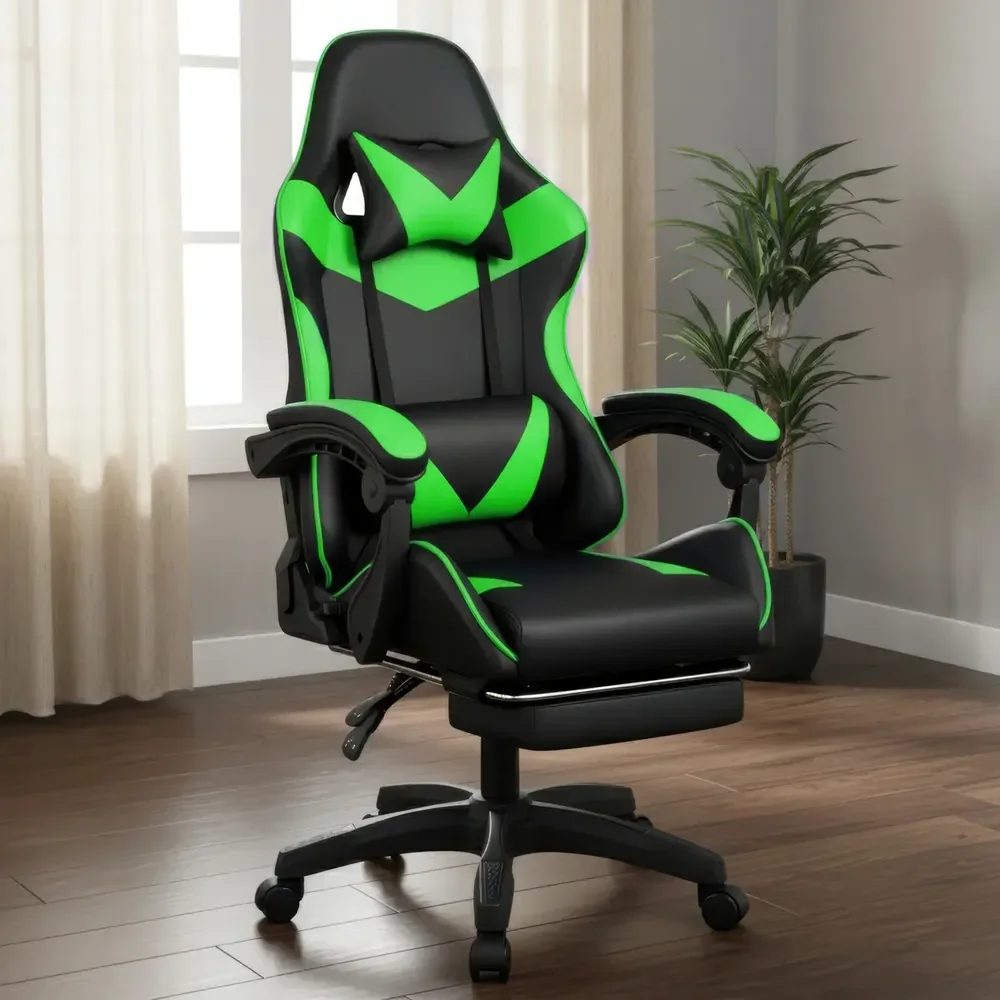 Cadeira Gamer Jogos Escritório Ergonômica Giratória 360 Luxo Cor Verde