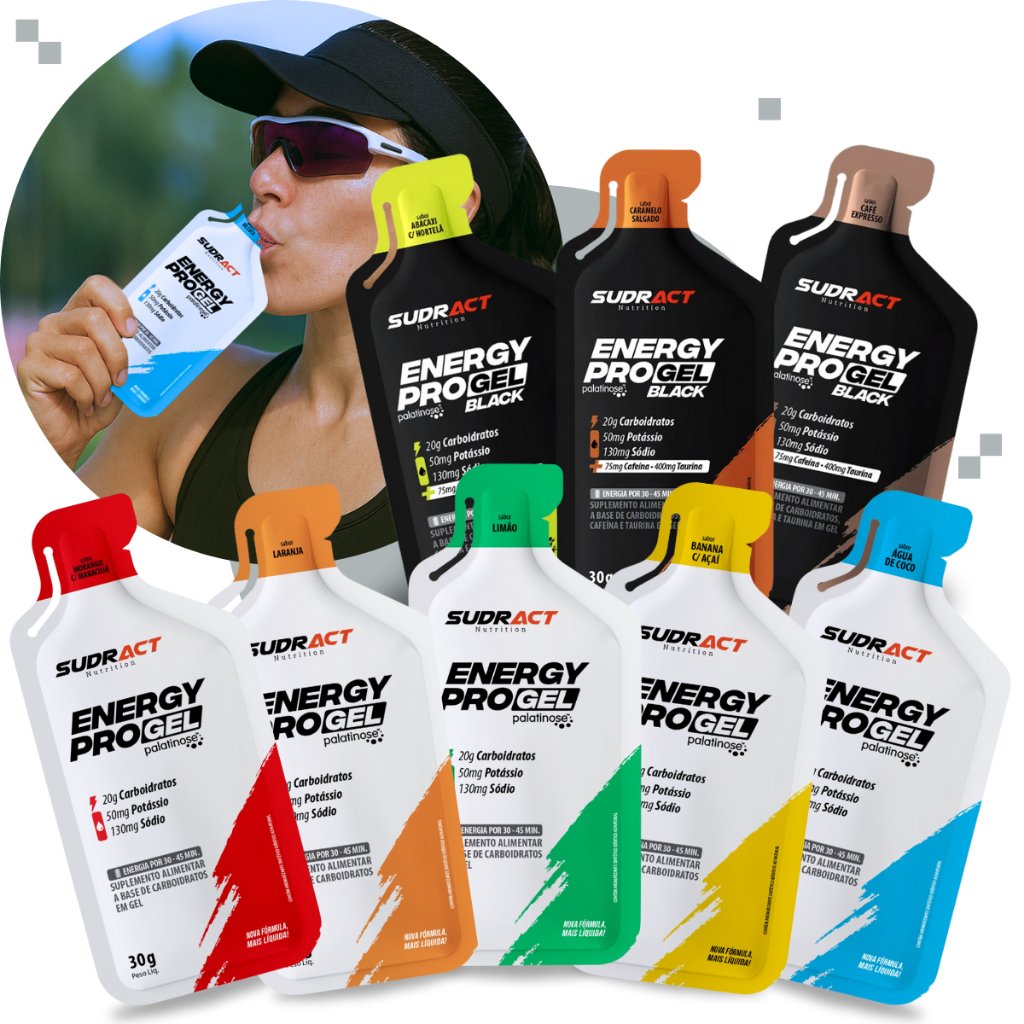 Energy Pro Gel Carboidrato Energia Caixa 10 Sachês 30g Todos Os Sabores Sudract