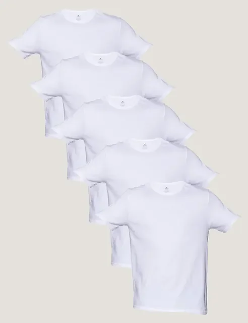 Kit 5 Camisetas Básicas Masculinas Algodão Branca Hering  Branco G Lisa