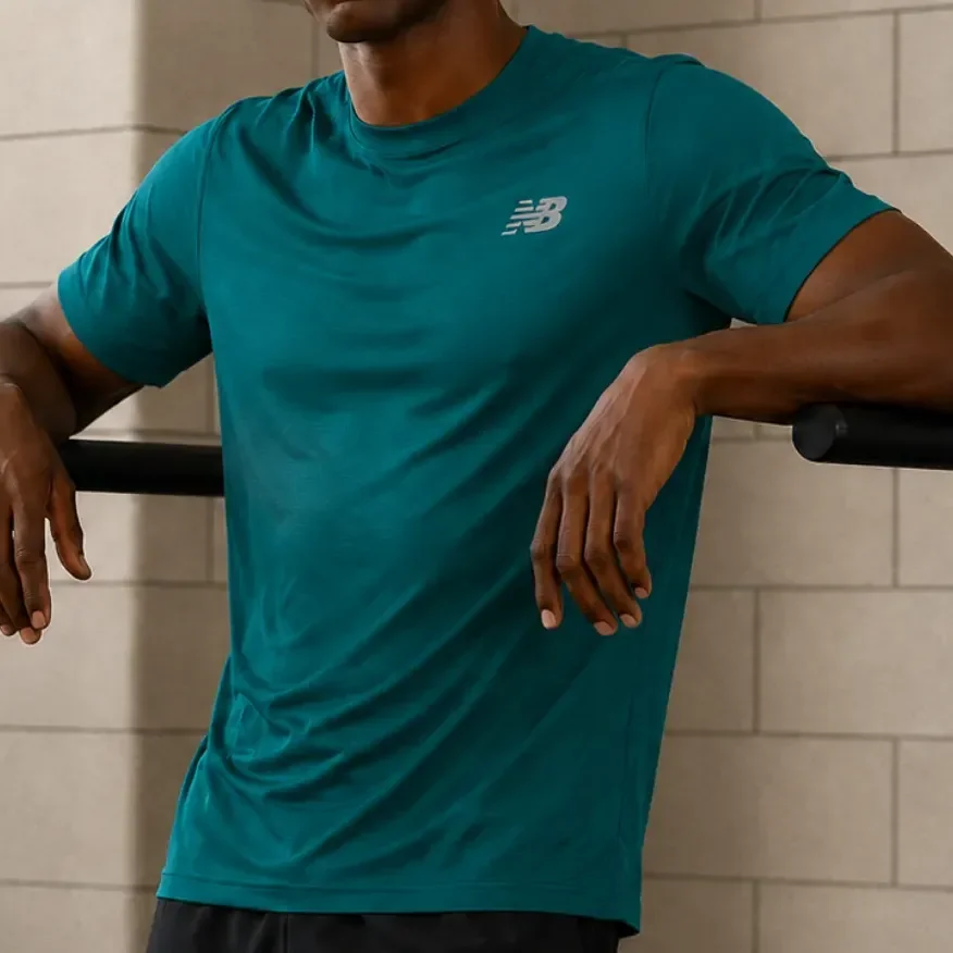 Camiseta New Balance Masculina Active Original  Esportiva Verde-escuro M