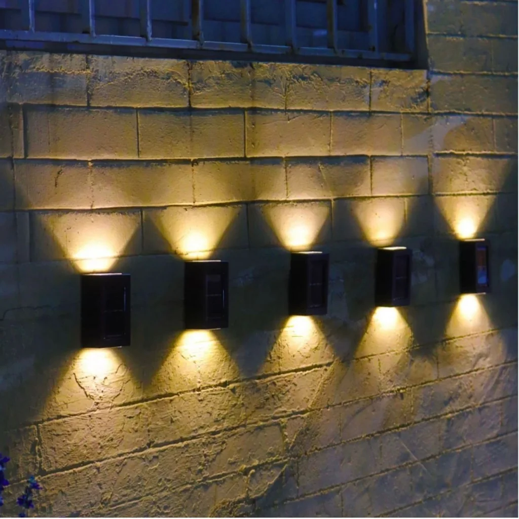 Kit 2-8 Luminária De Parede Led Arandela Solar com 2 Focos Externa À Prova D'Água