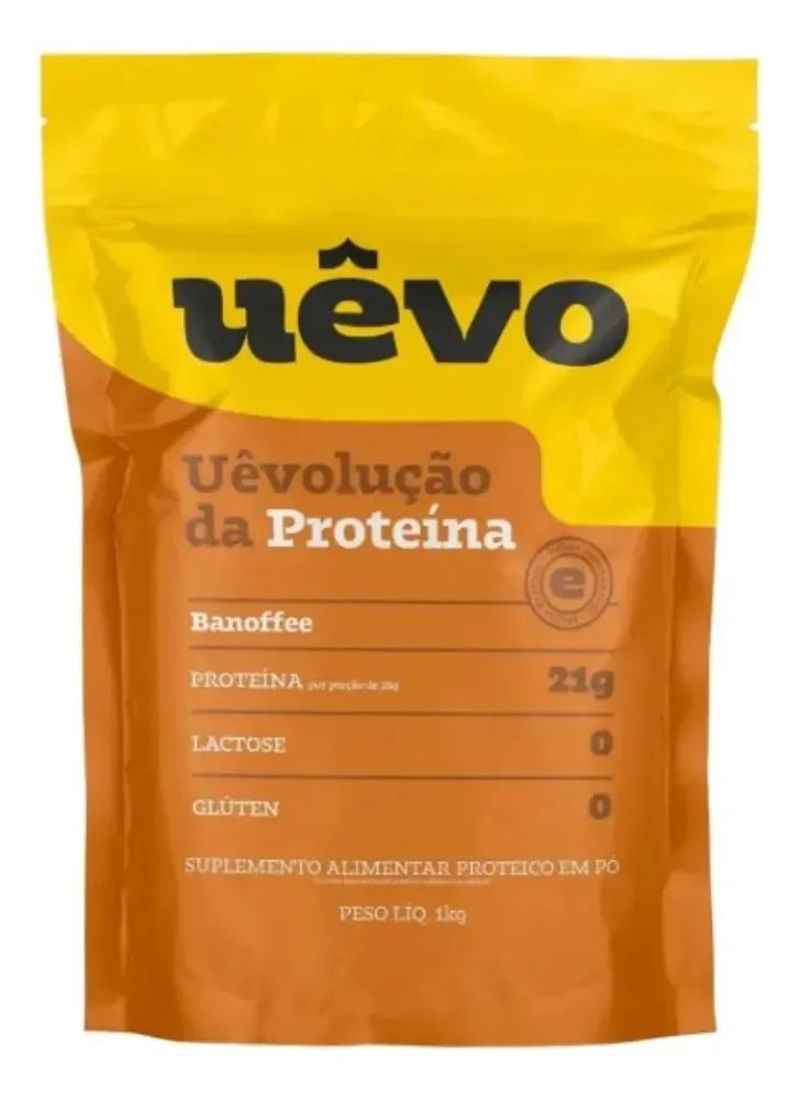 Albumina Uêvo: Proteína de Ovo em Pó Banoffee, 1 kg Sem Lactose e Glúten