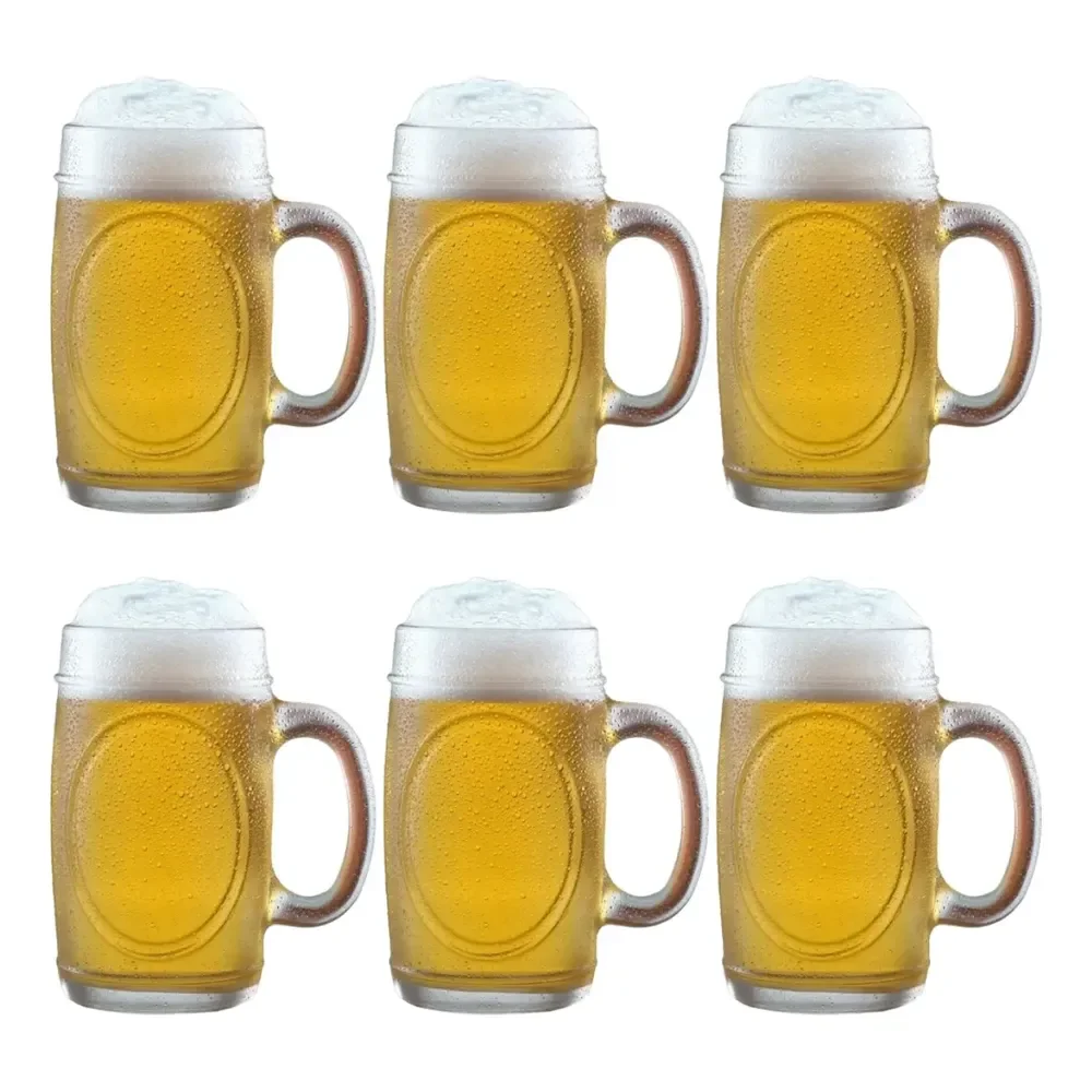 Conjunto Com 6 Canecas De Chopp, Cerveja Bebida Vidro 350ml Branco Nenhum