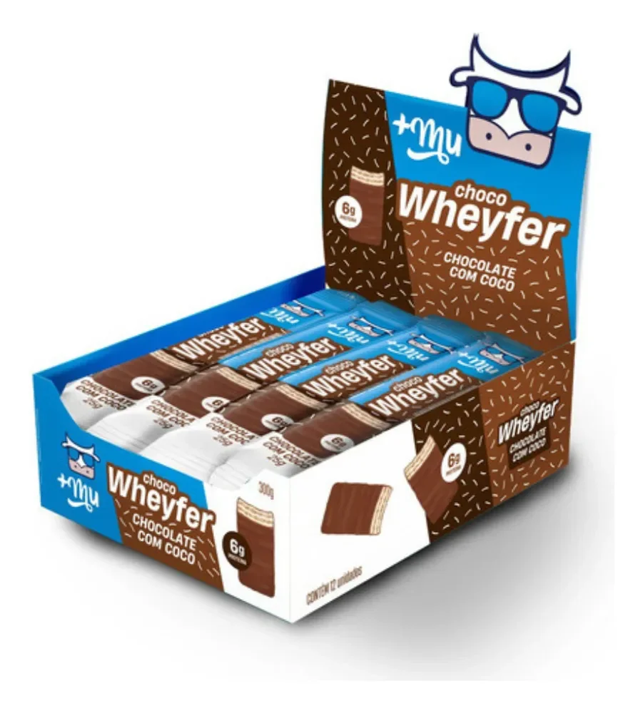 Chocowheyfer Proteico Sabor Chocolate com Coco Display com 12 Unidades 25g +Mu