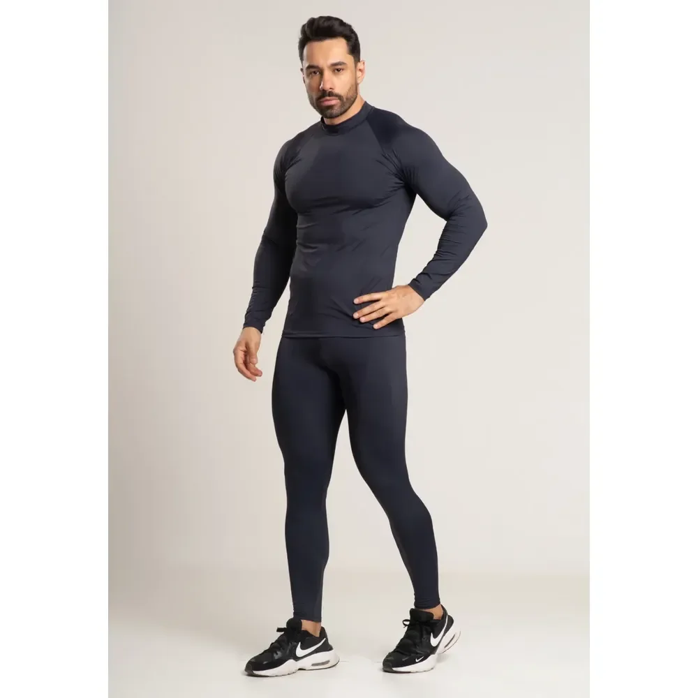 Conjunto Térmico Calça + Blusa Masculina Segunda Pele Sport Preto G
