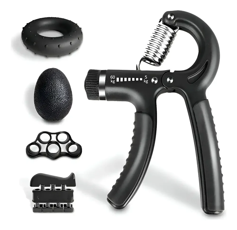 Kit Hand Grip 5 Pçs Exercício Aperto Dedos Mãos Punho Preto