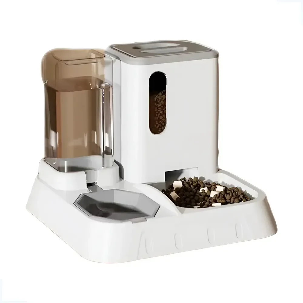 Bebedouro Com Comedouro Alimentador Automático Gravidade Pet Cor Cinza