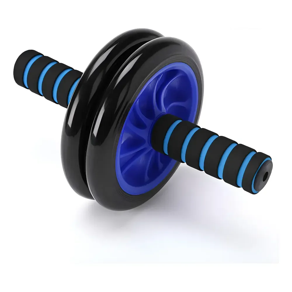 Roda Rolo Abdominal Lombar Dupla Musculação Profissional Azul
