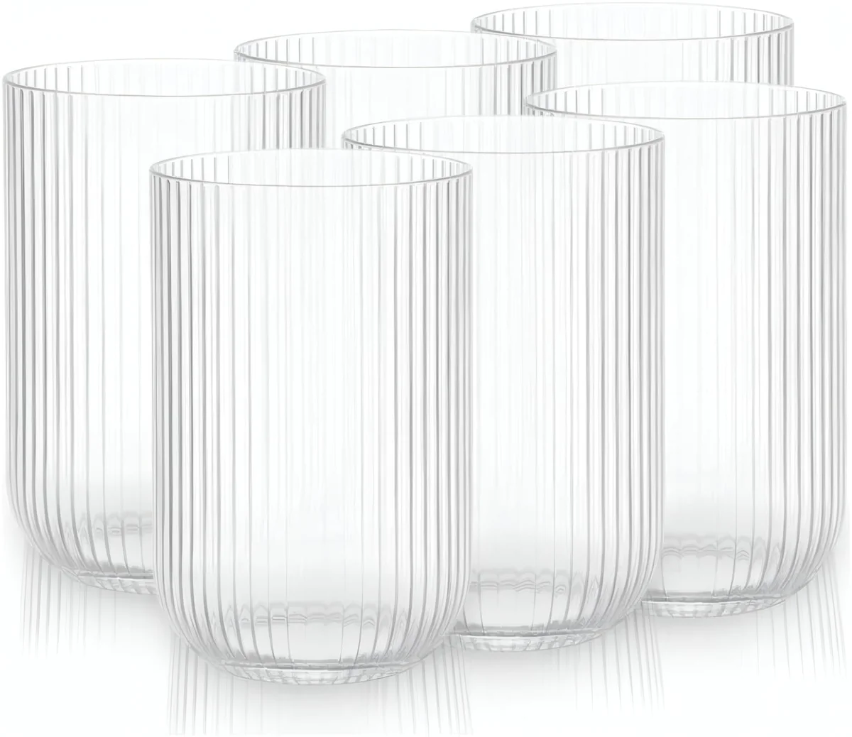 Jogo com 6 Copos Conjunto de Peças de Vidro Transparente, Linha 450ml para Suco e Água