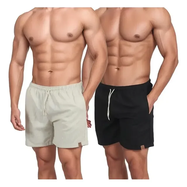 Kit 2 Short De Linho Masculino Básico Mauricinho Premium