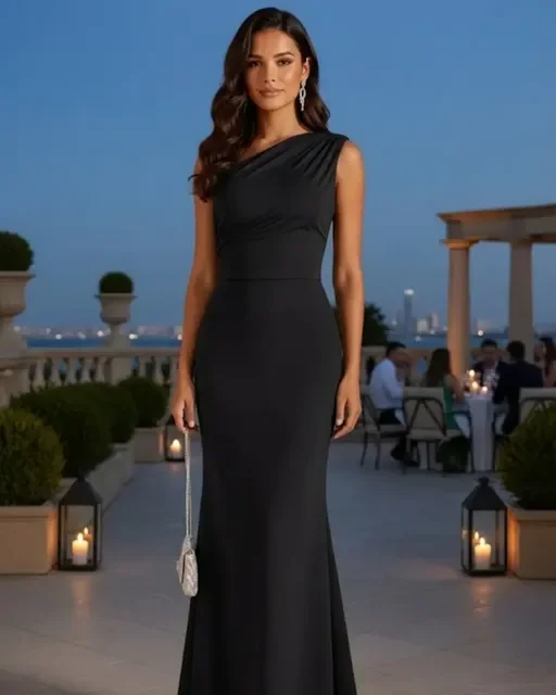 Vestido Social Longo Um Ombro Só Festa Elegante Tendência