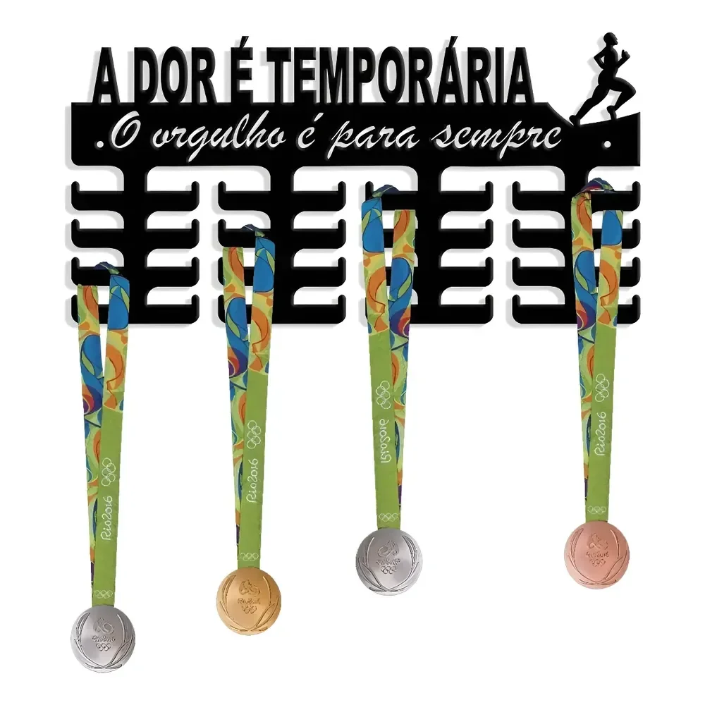Porta Medalhas De Corrida Masculino - Mdf 6mm Color Preta