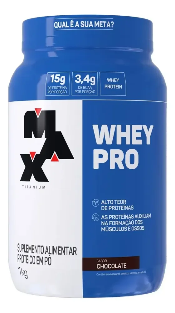 Suplemento Whey Pro Max Titanium Concentrado 1kg Chocolate Chocolate