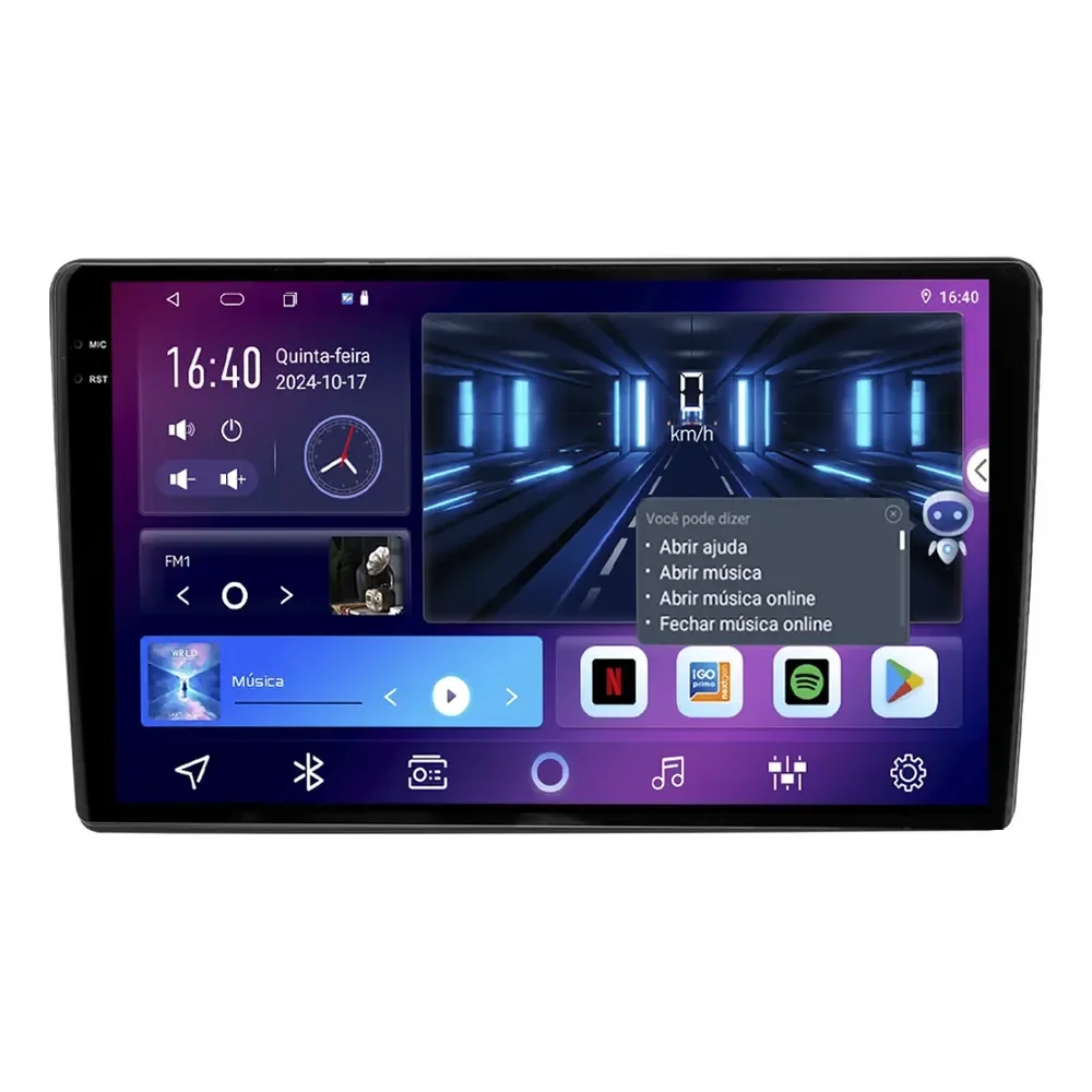 Multimidia Universal Knup  9p 6gb 128gb Android Carplay + 4g Preto