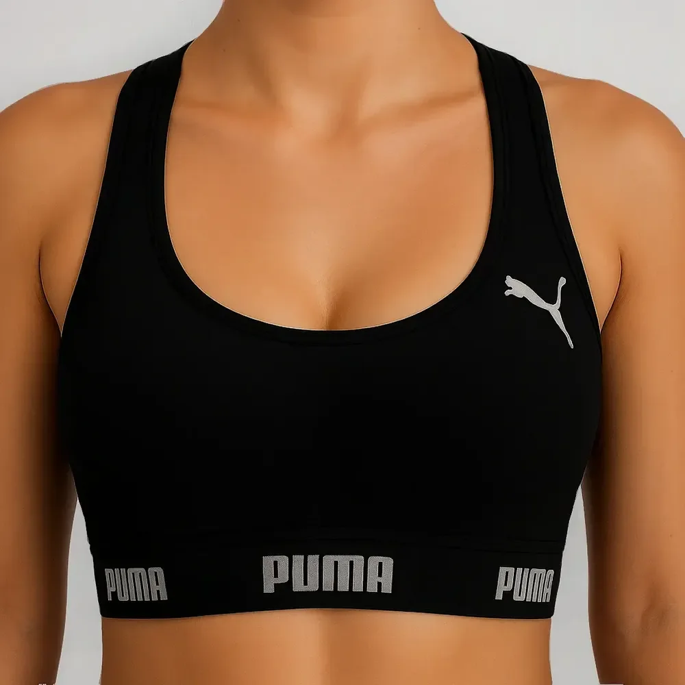 Top Puma Academia Fitness Original Nadador Alta Sustentação Preto Eg