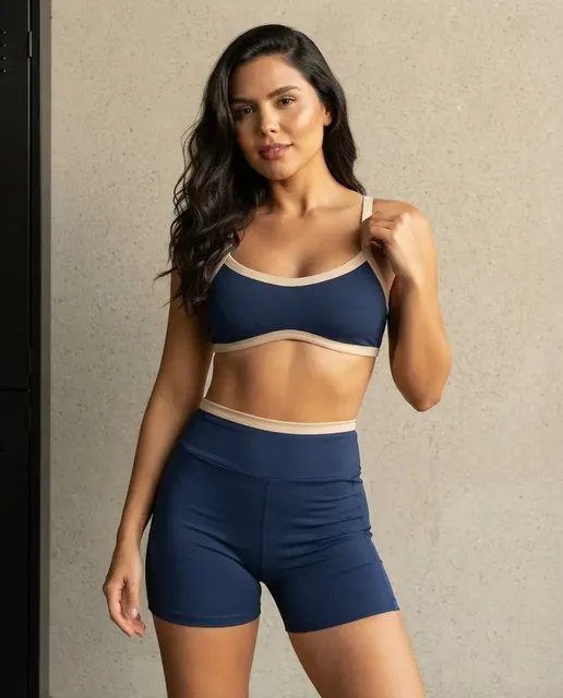 Conjunto Fitness Treino Top Shorts Bolso Zero Transparencia