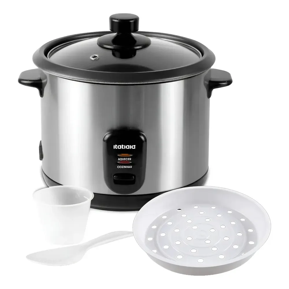 Panela De Arroz Elétrica 10 Xícaras 1.8 Litros Prateado 127v