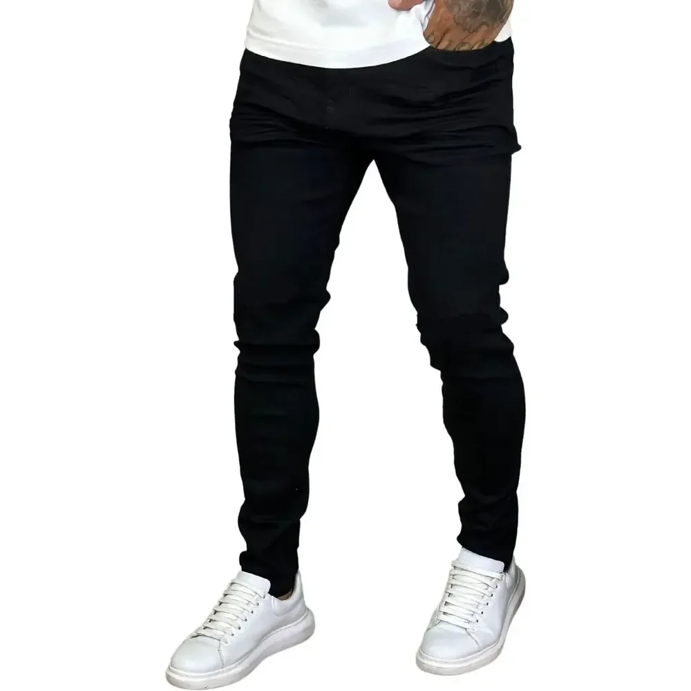 Calça Skinny Preta Masculina Jeans Com Elastano Lycra Preto 44
