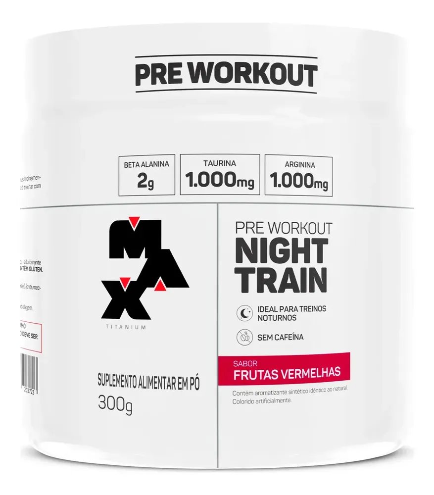 Pré Treino Night Train Pote 300g Sabor Frutas Vermelhas Max Titanium