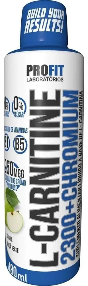 Suplemento Em Líquido L-Carnitina 2300 Chromium Com Picolinato De Cromo Sabor Maçã Verde 480ml - Profit Labs