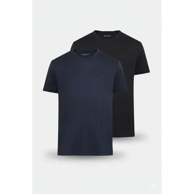 Kit 2 Camisetas Aramis Básicas Preto E Marinho