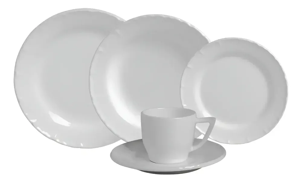 Aparelho de Jantar Scalla Paris de Cerâmica Branco com 20 Peças