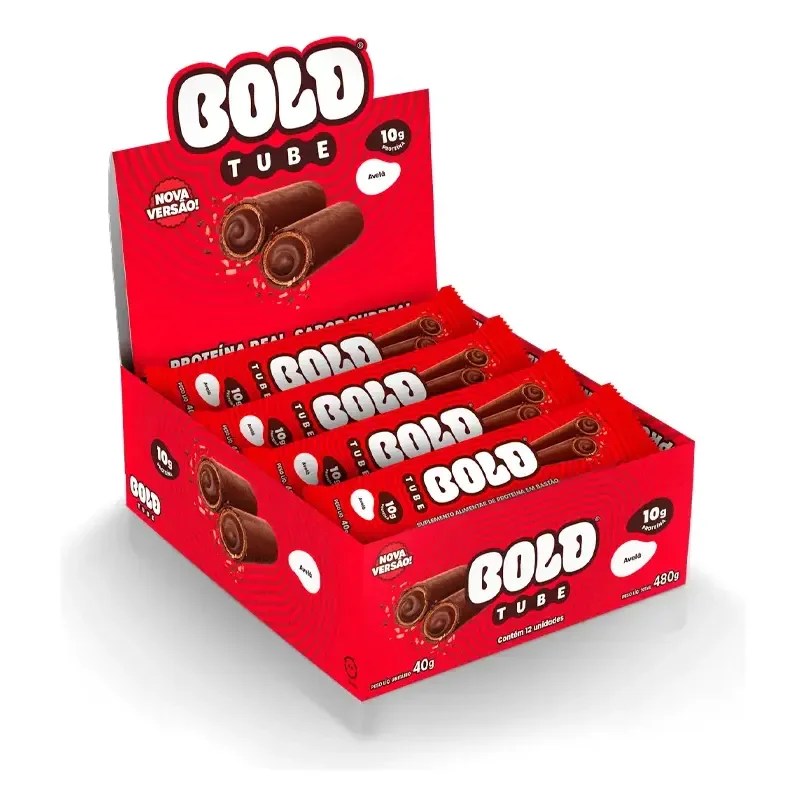 Bold Chocolate Proteico Tube Caixa 12 Unidades Sabor Avelã