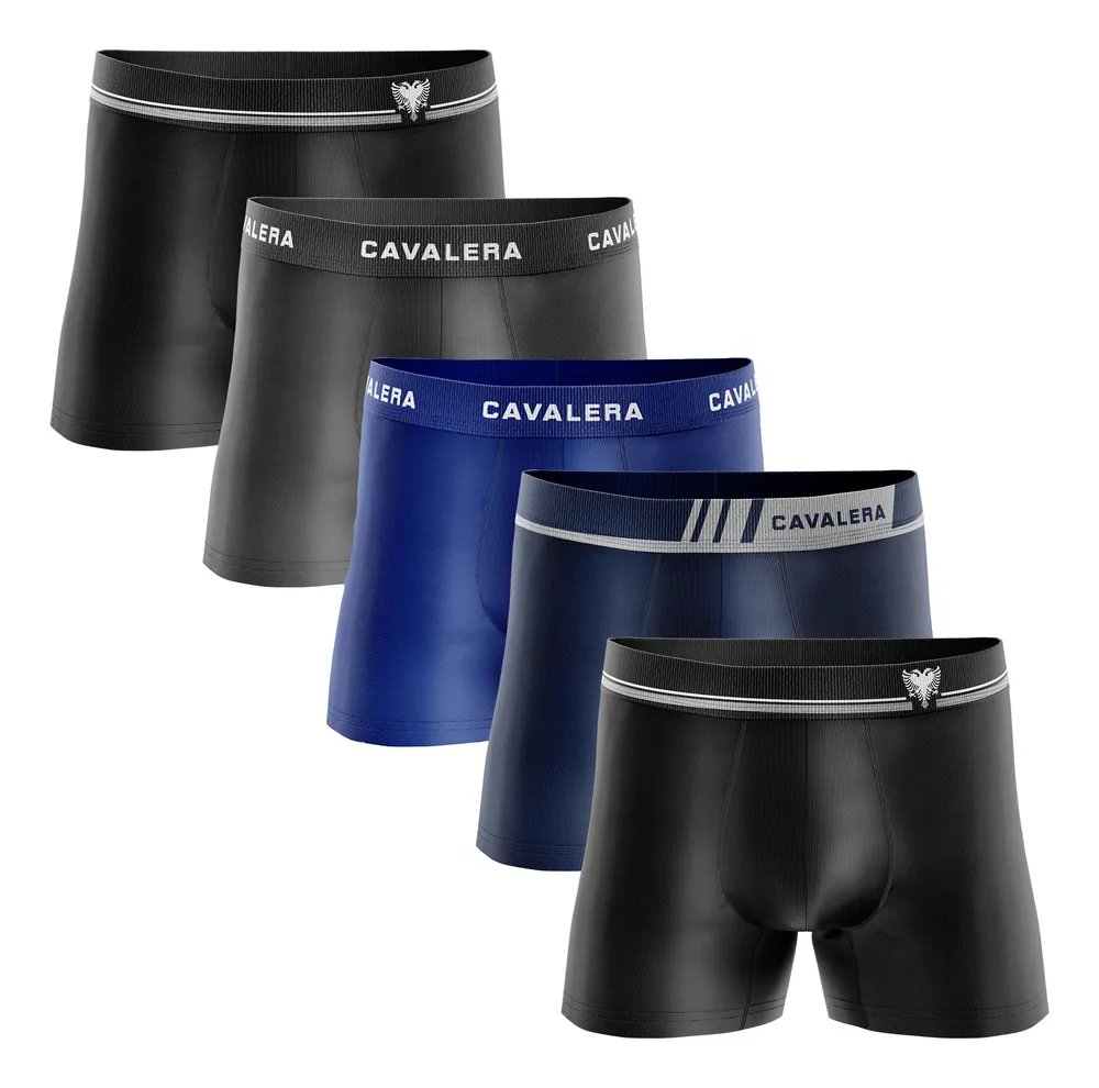 Kit 5 Cuecas Boxer Masculina Cavalera Sem Costura Poliamida Sortidos Liso M