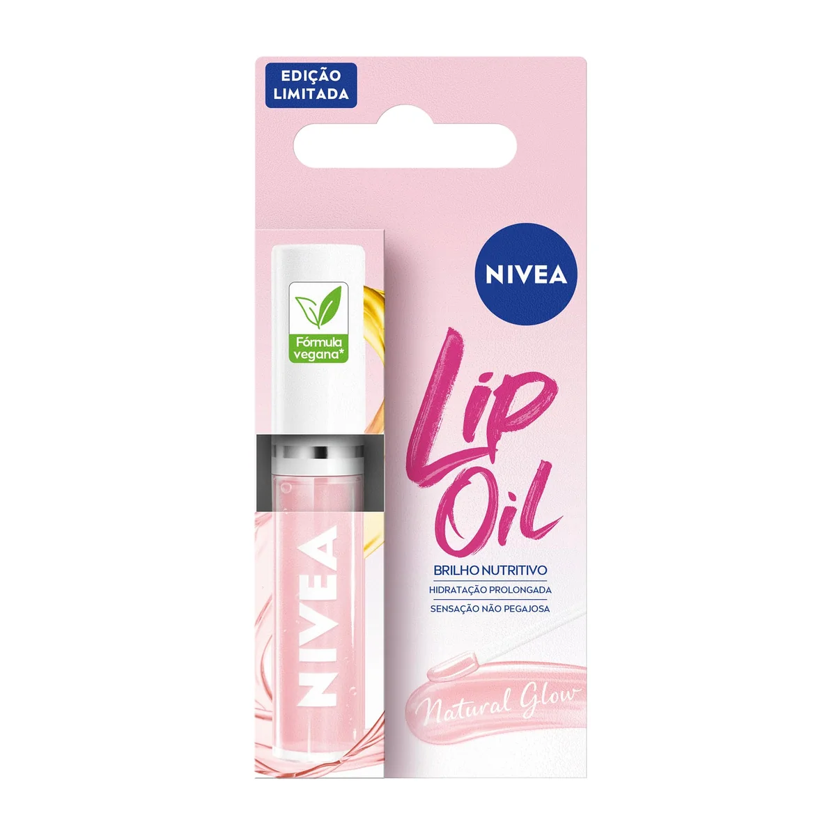 NIVEA Lip Oil Brilho Nutritivo Natural Glow 5,5ml, Hidratação Prolongada, Efeito Gloss, Para Todos os Tons de Pele